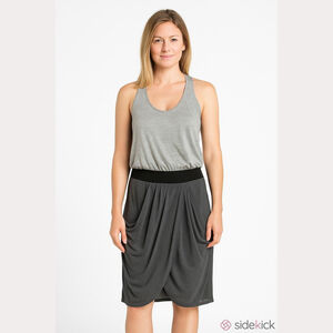 Black Halo Gray Draped Blouson Midi Dress NWT Racerback Style Size 6